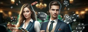 Woman and Man in Online Casino Ads